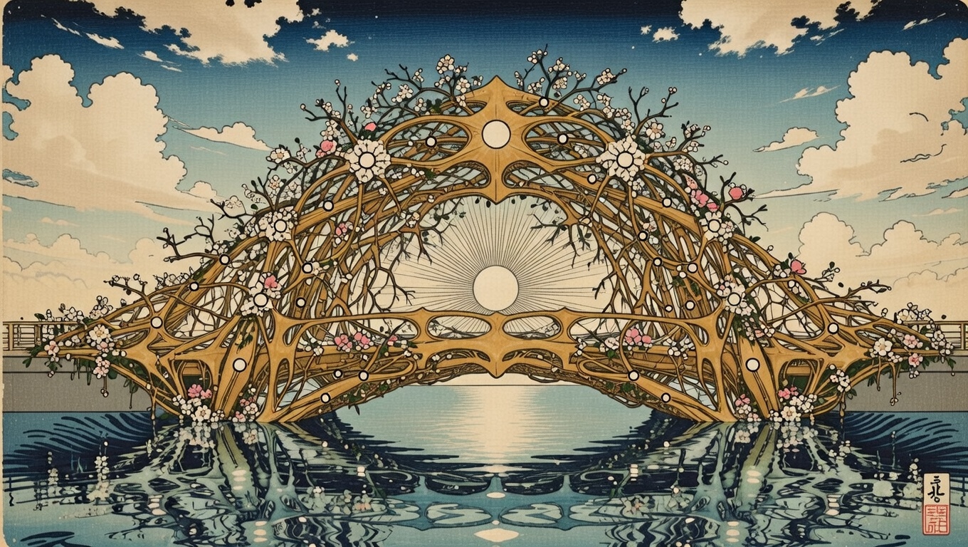 La Herida es el puente | Autor: Grok, Imagine - Grabado Ukiyo-e